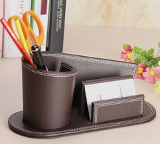 12熱賣皮革筆筒 多功能創意時尚桌面收納盒，提升辦公品質
